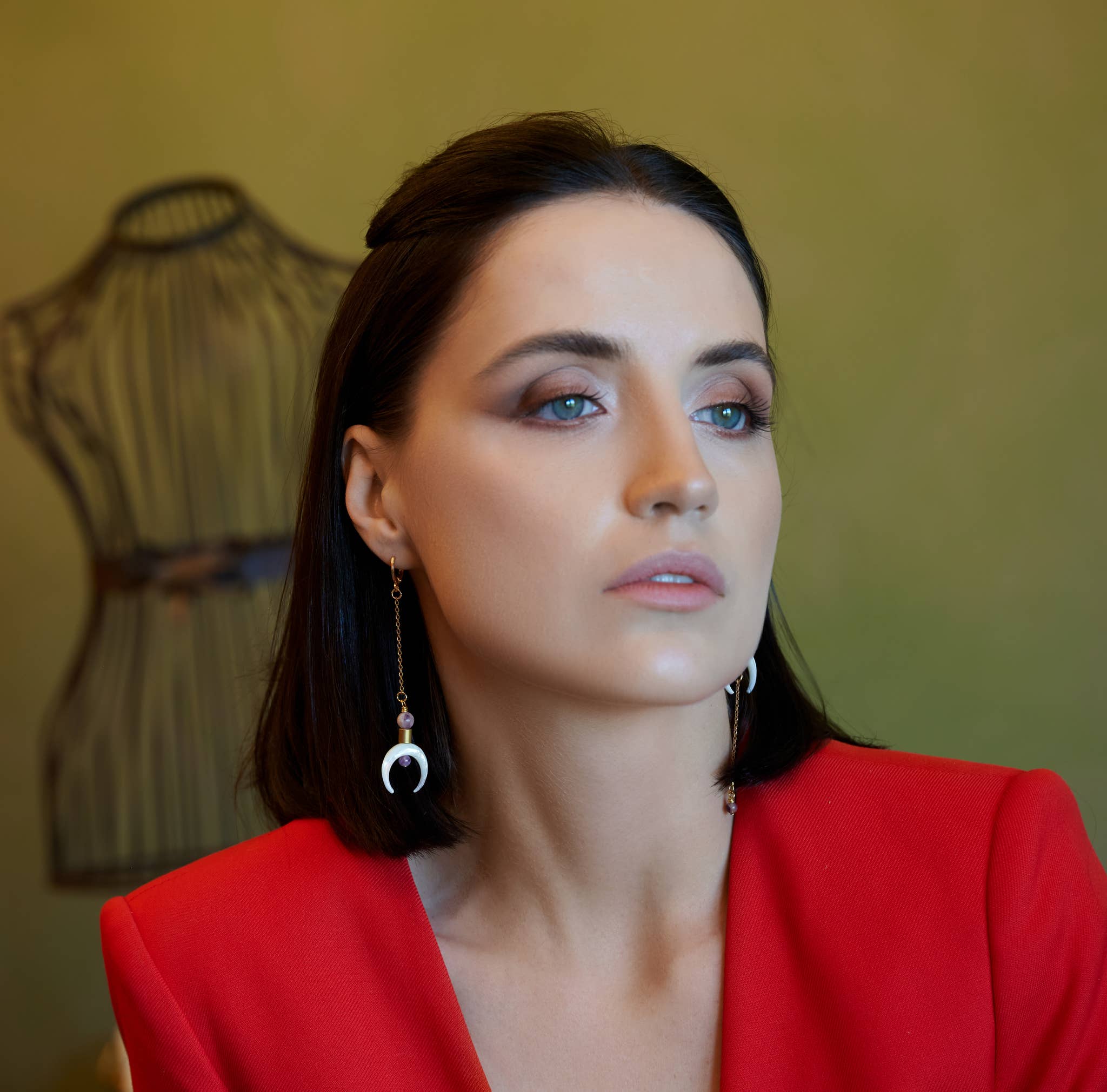 The Melisandra Earring - Long Mismatched Double Horn Earring