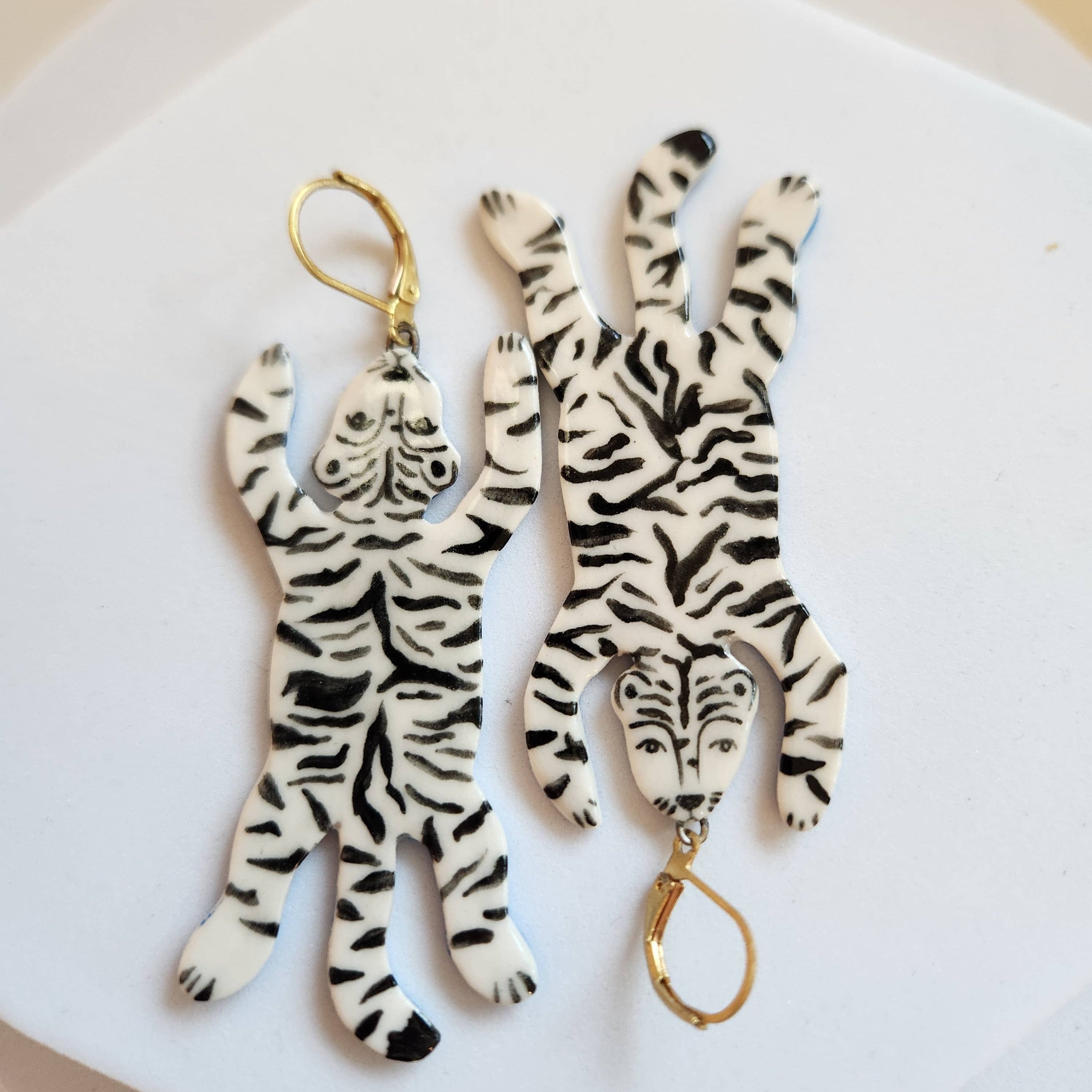 Tiger rug statement earrings
