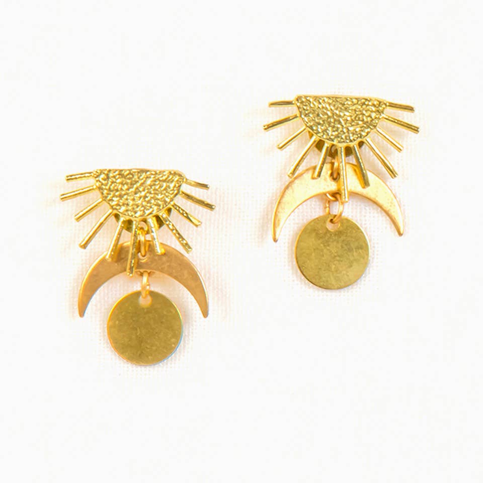 Sun  and Moon Post Earrings