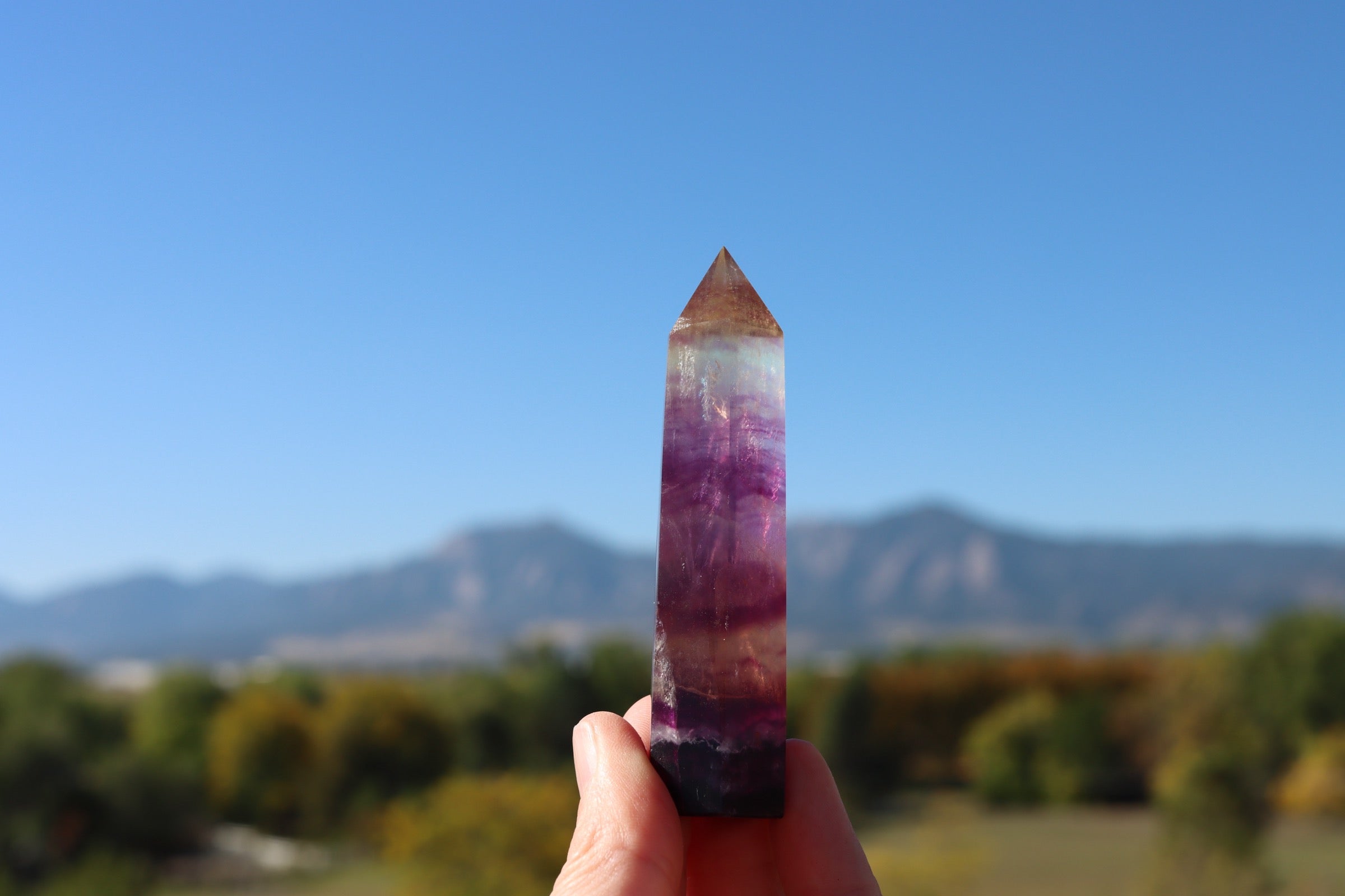 Rainbow Fluorite Tower with Yellow