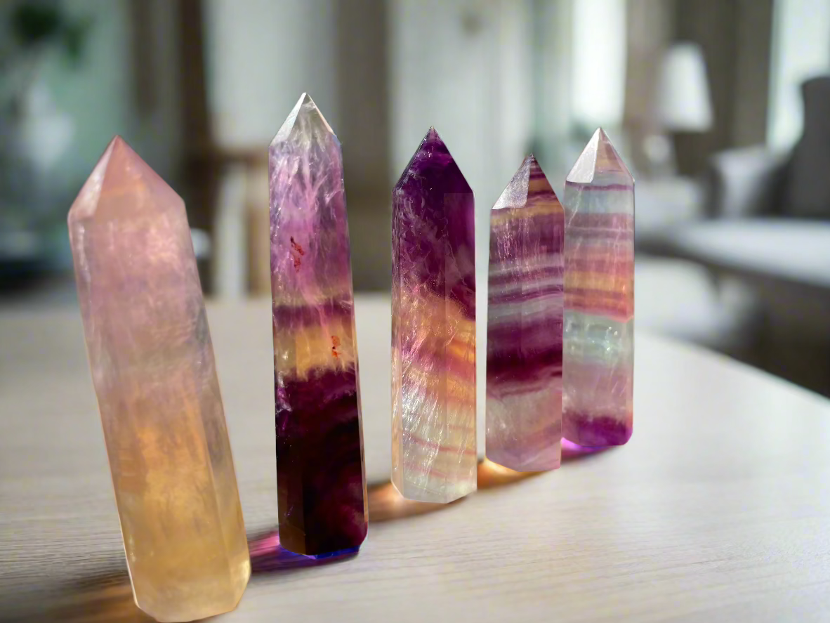 Rainbow Fluorite Tower with Yellow