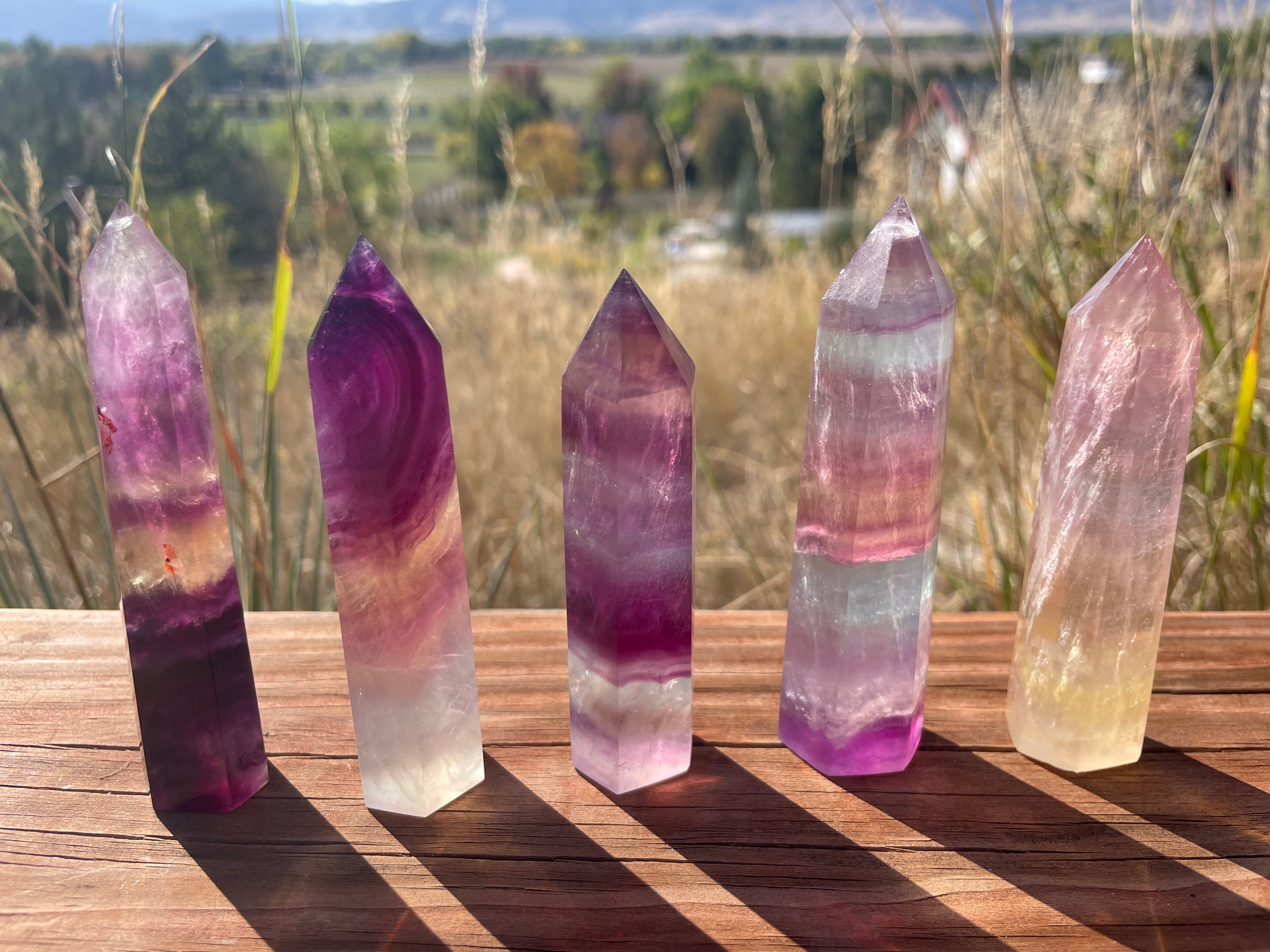 Rainbow Fluorite Tower with Yellow