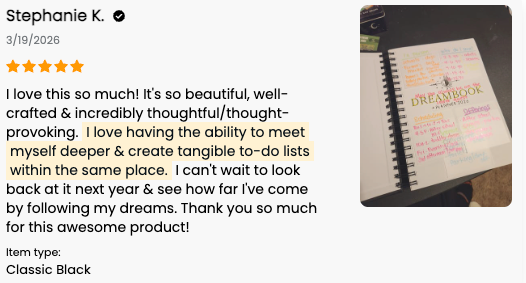 Customer review of the Dreambook + Planner