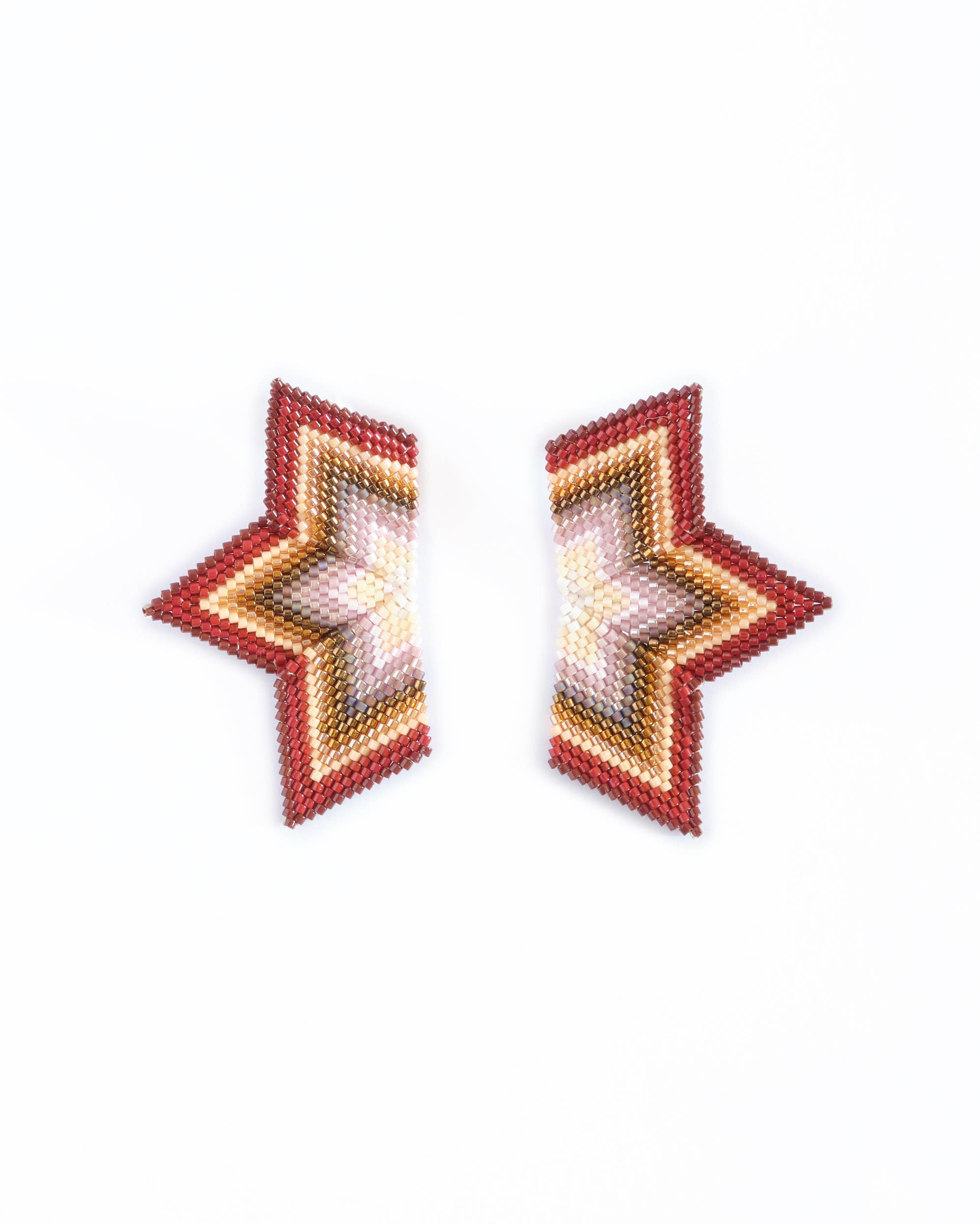 Half Star Earrings (Brown/Cream)