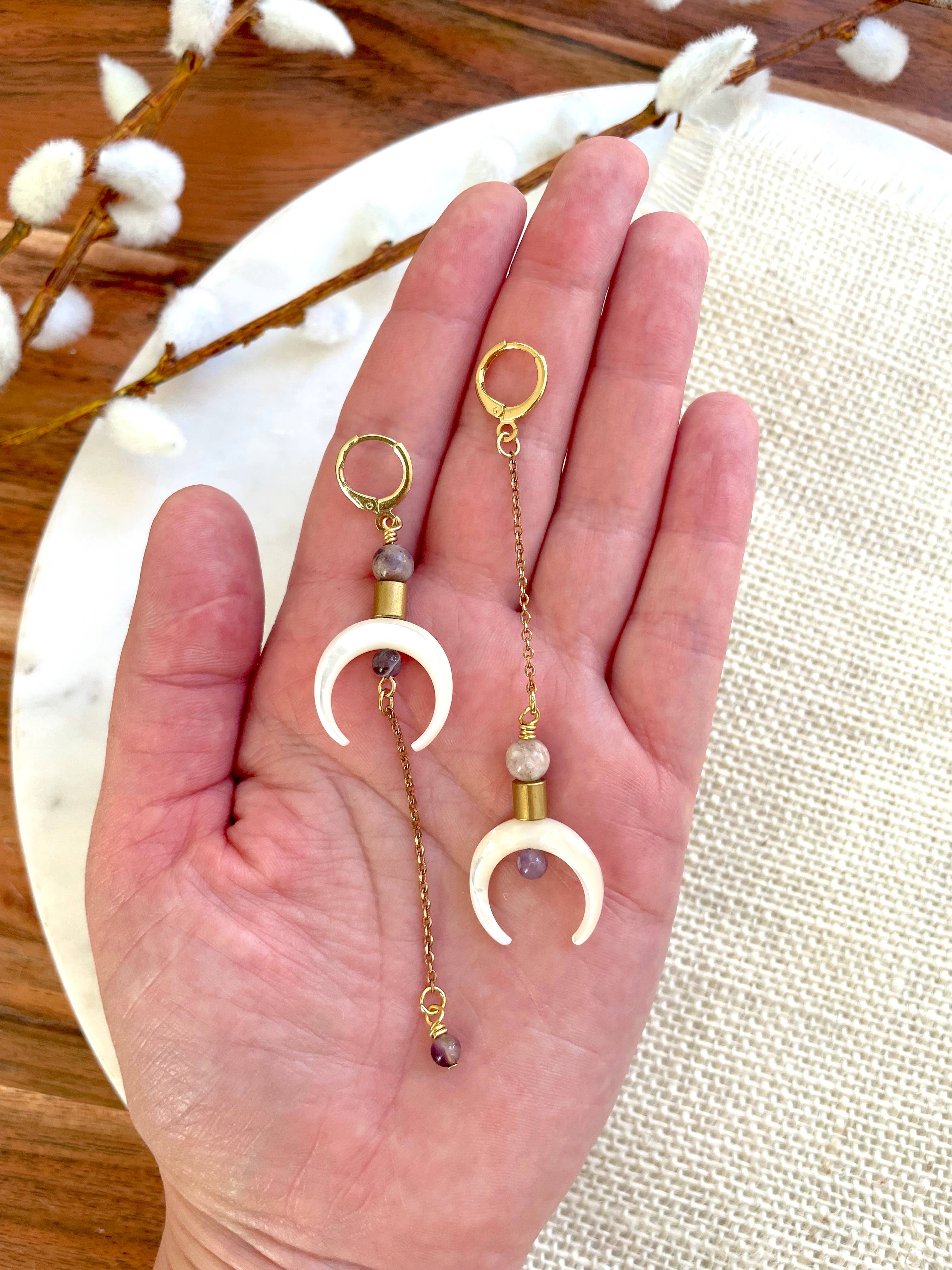 The Melisandra Earring - Long Mismatched Double Horn Earring