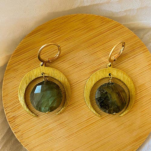 Labradorite Lunar Eclipse Earrings