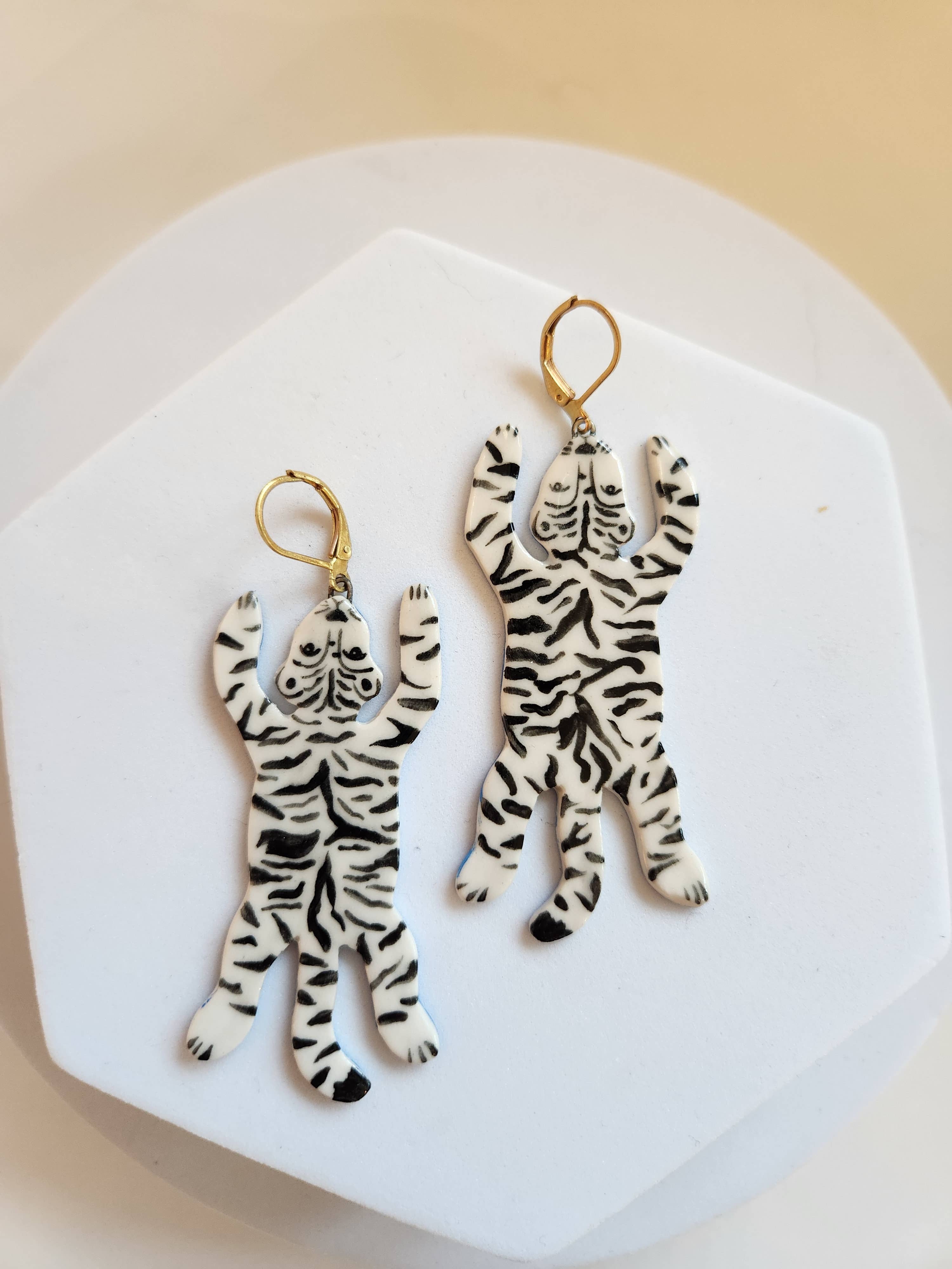 Tiger rug statement earrings