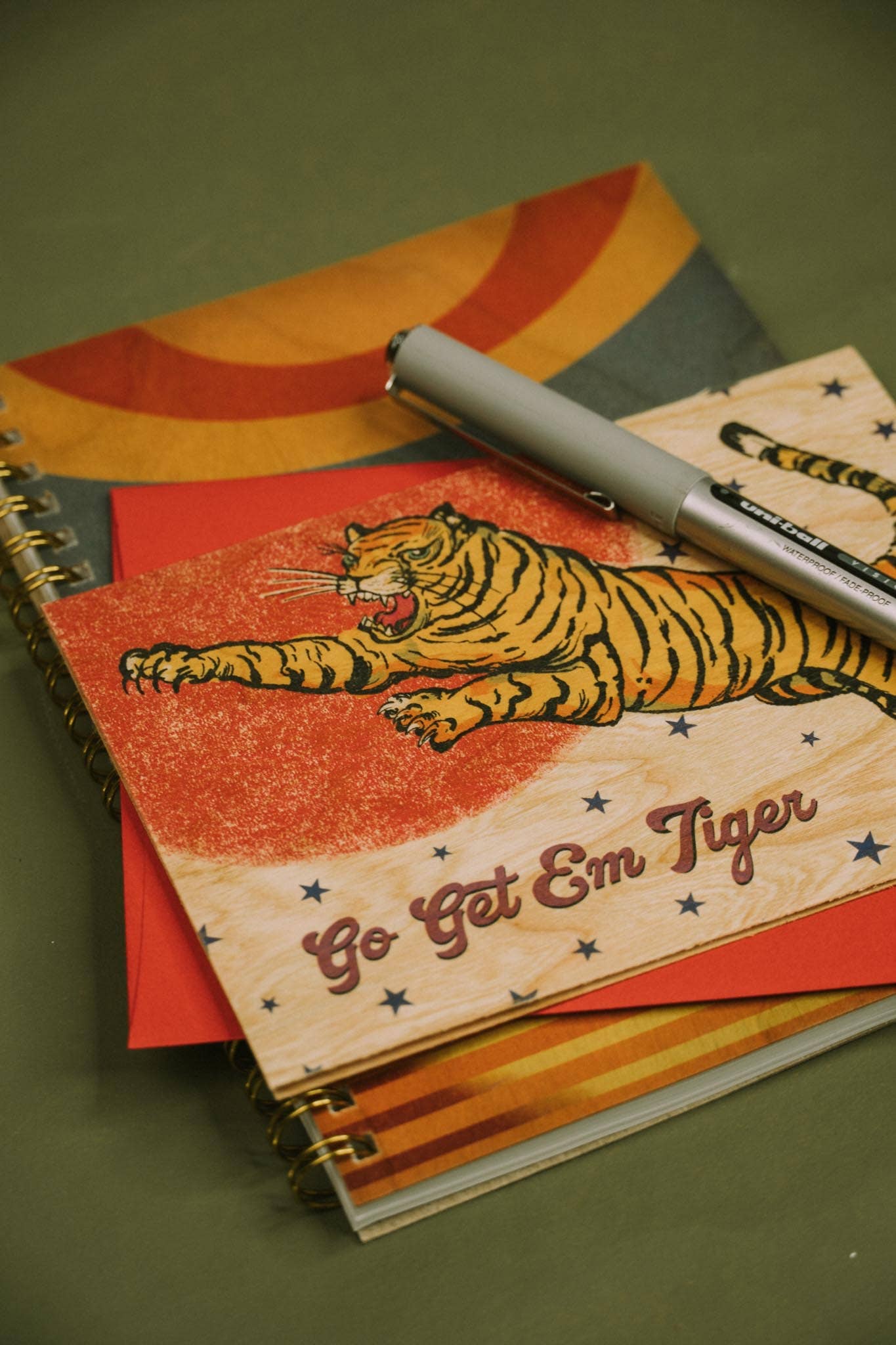 Go Get ‘Em, Tiger – Cherry Wood Greeting Card