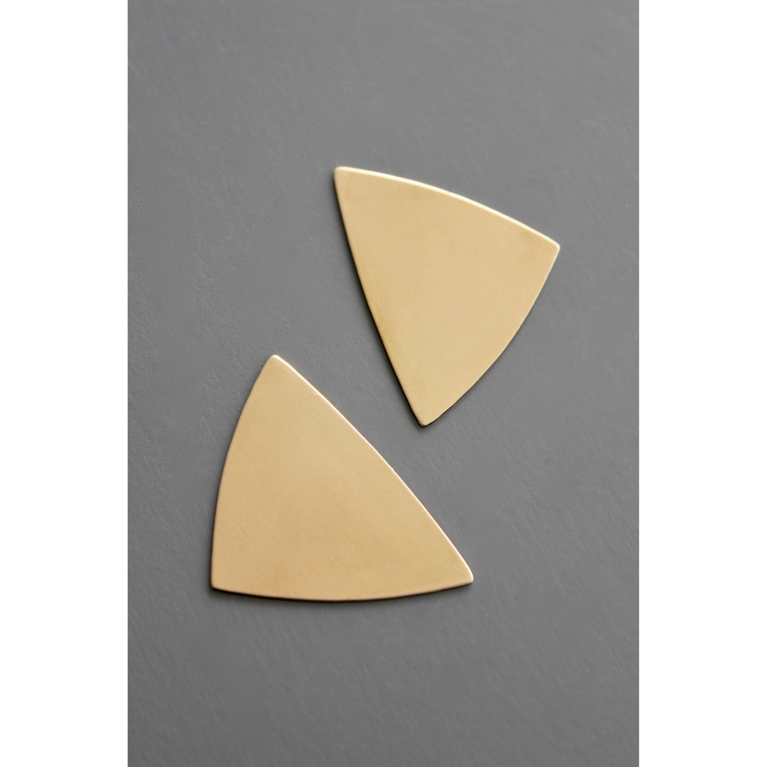 Geometric Triangle Brass Post Earrings