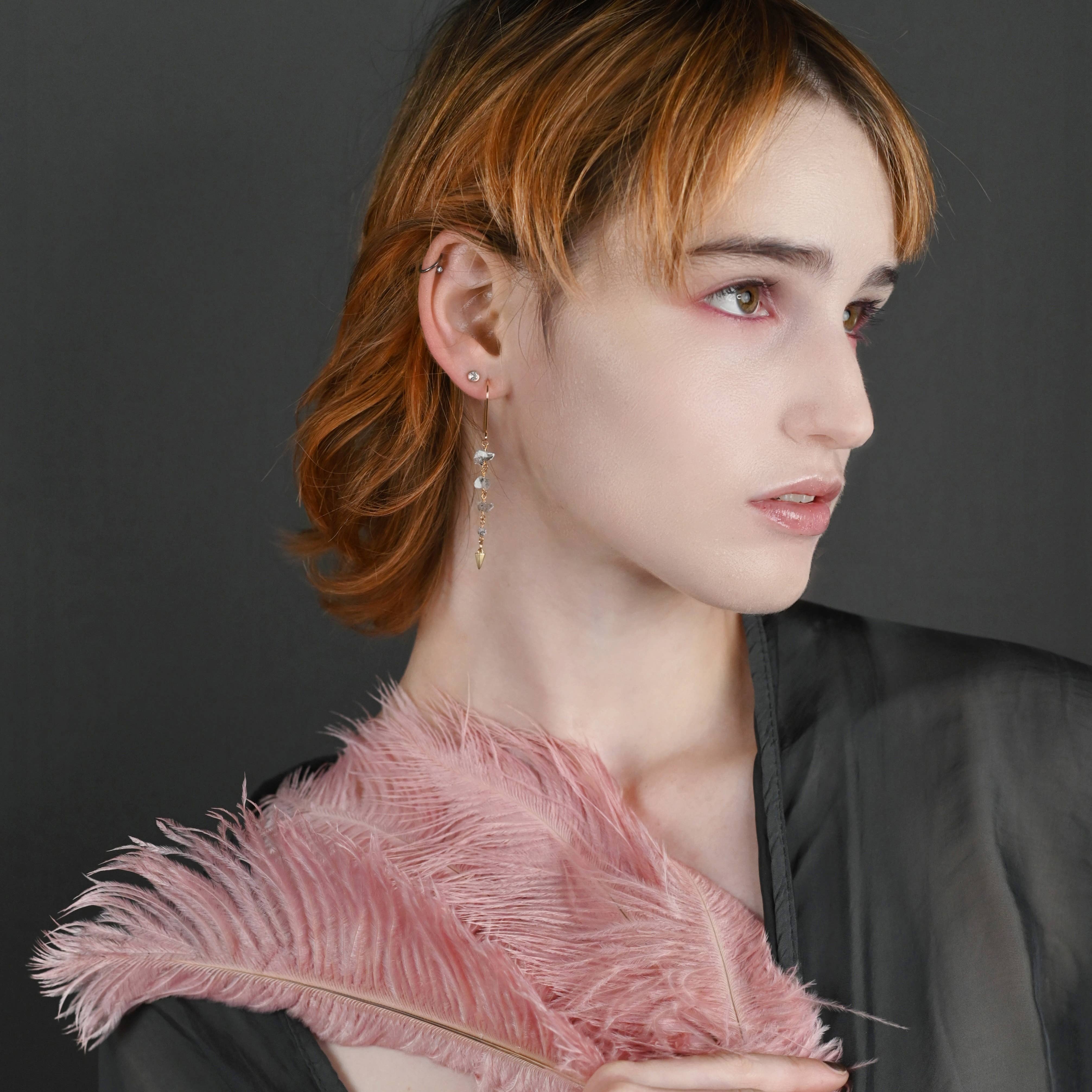 Herkimer Diamond Cast Cone Drop Earrings