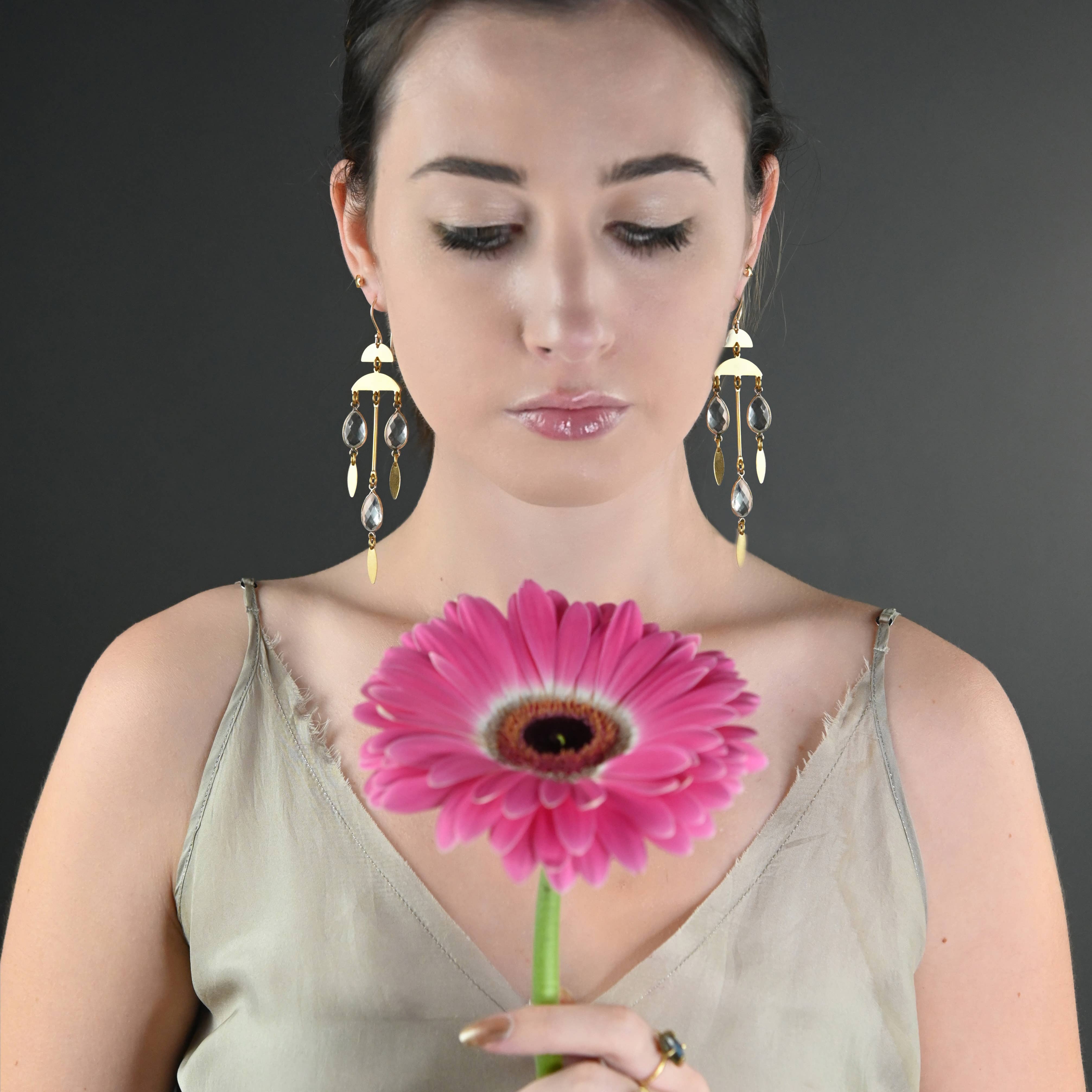 Dramatic Rain Drop Chandeliers w/ Stones