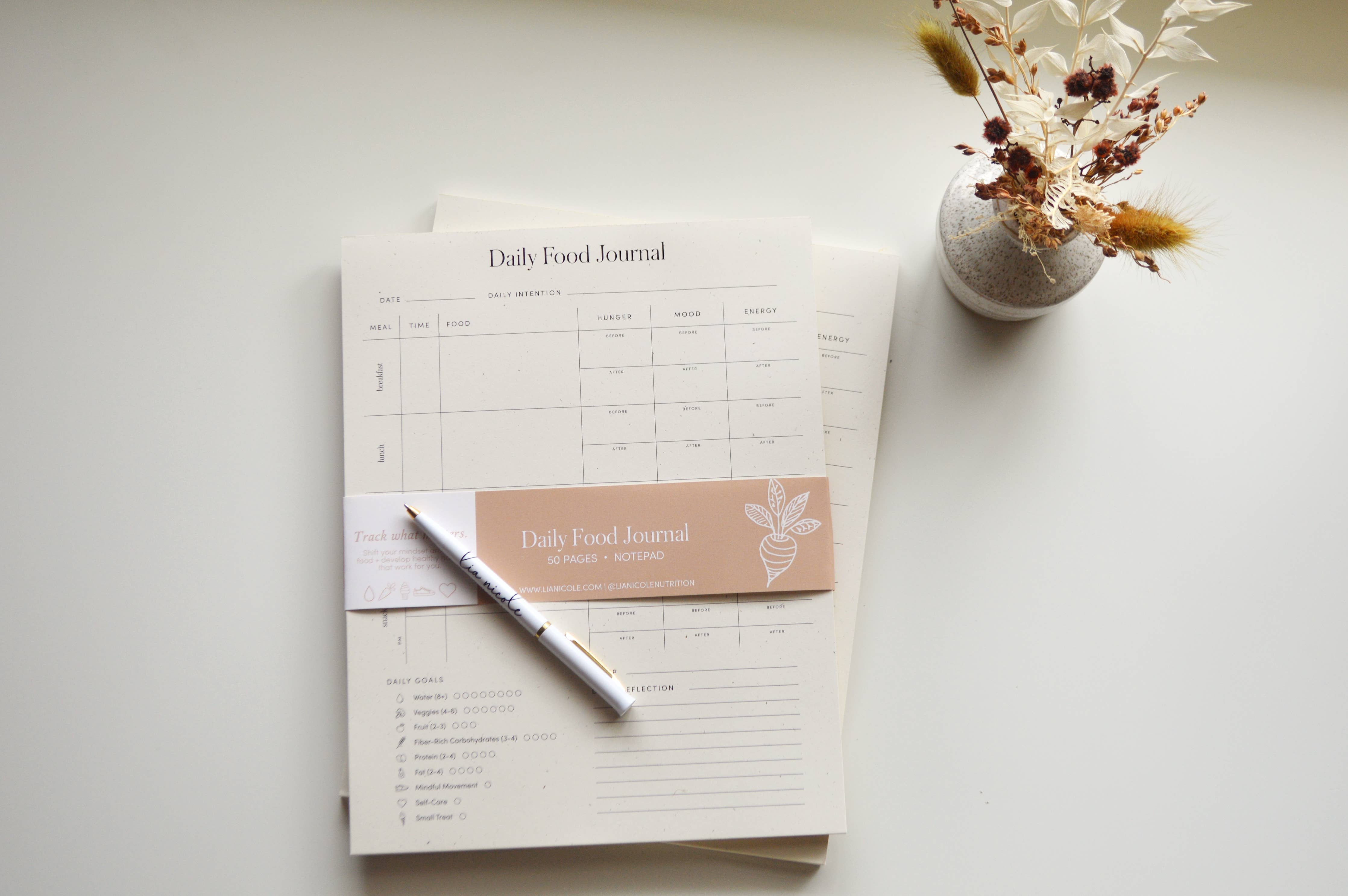 Daily Food Journal Notepad | Holistic Health Tracker