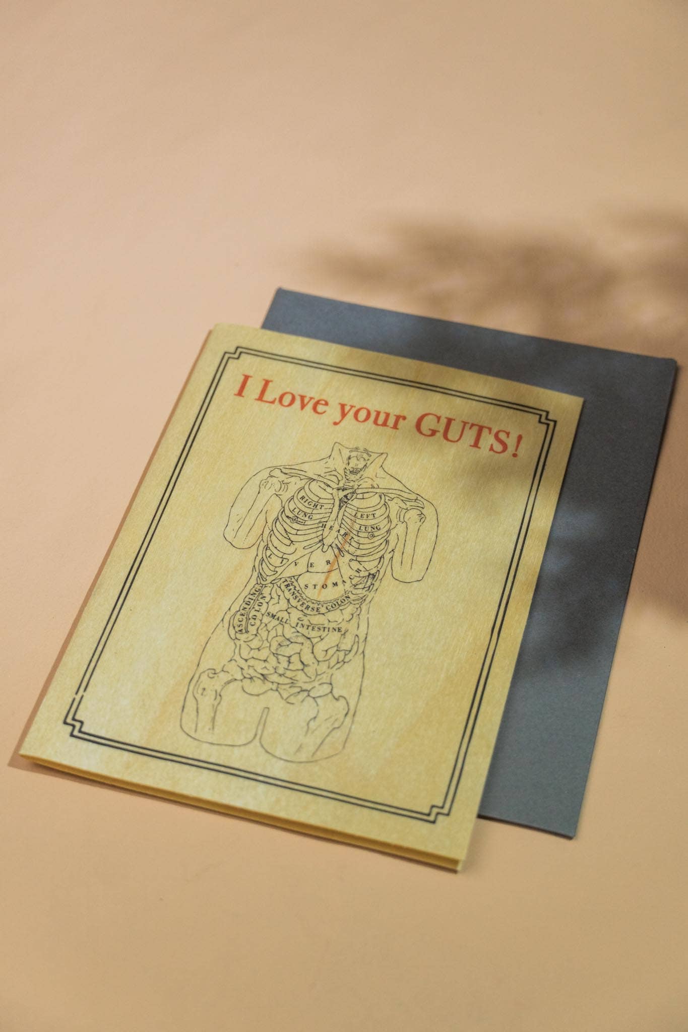 I Love Your Guts – Folding Wood Greeting Card