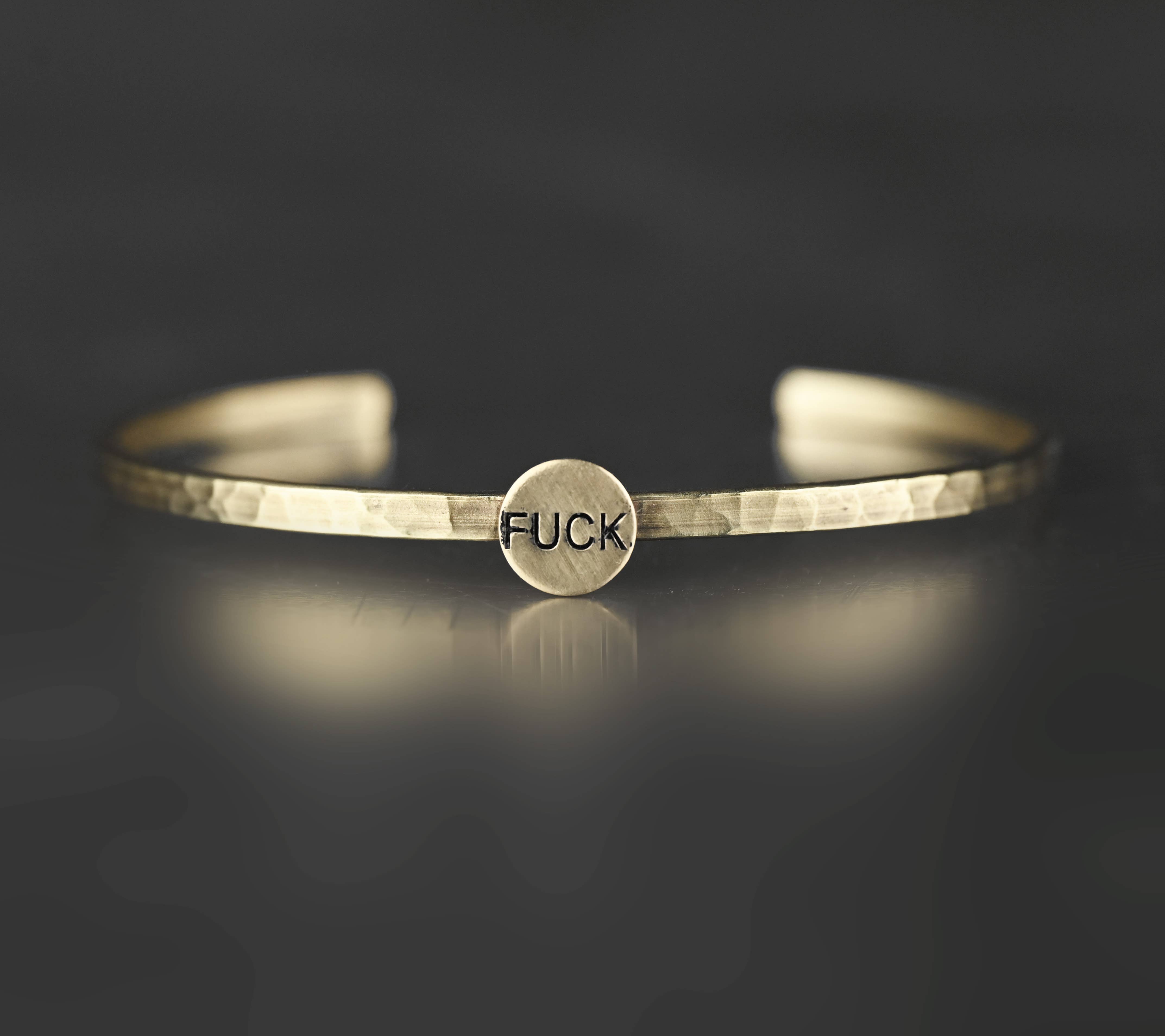 Thin Brass Cuff w/ Stamped Brass F*ck