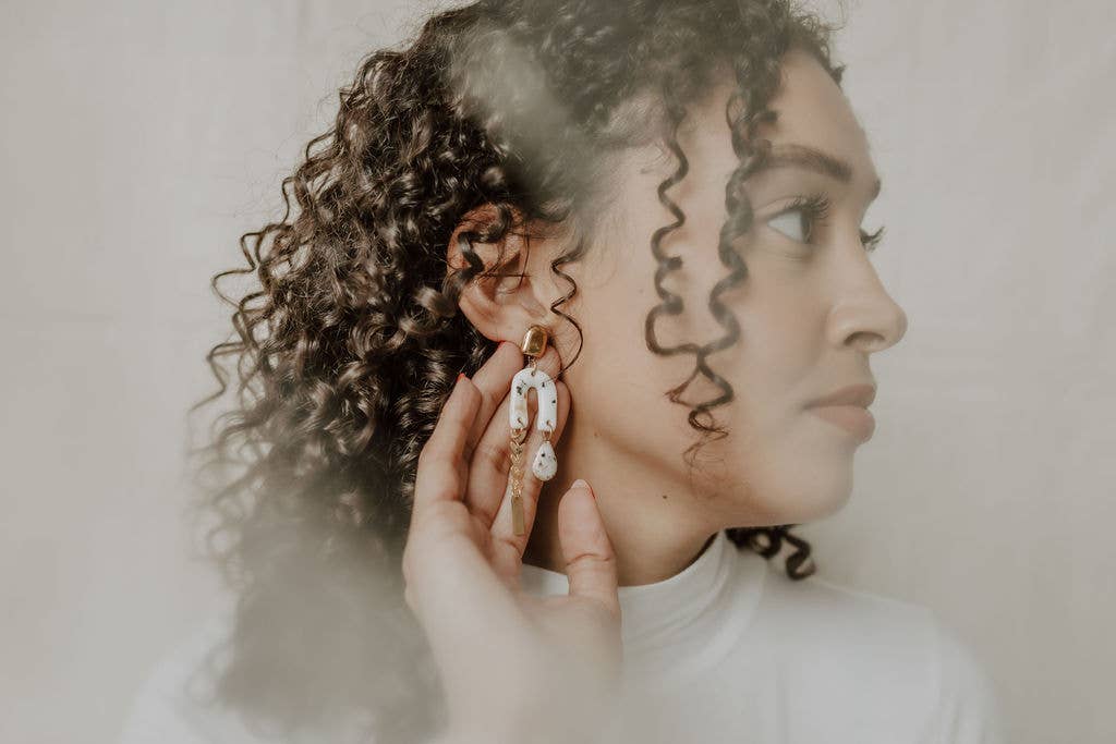 Gold Cheetah & Leaf Chain Earrings