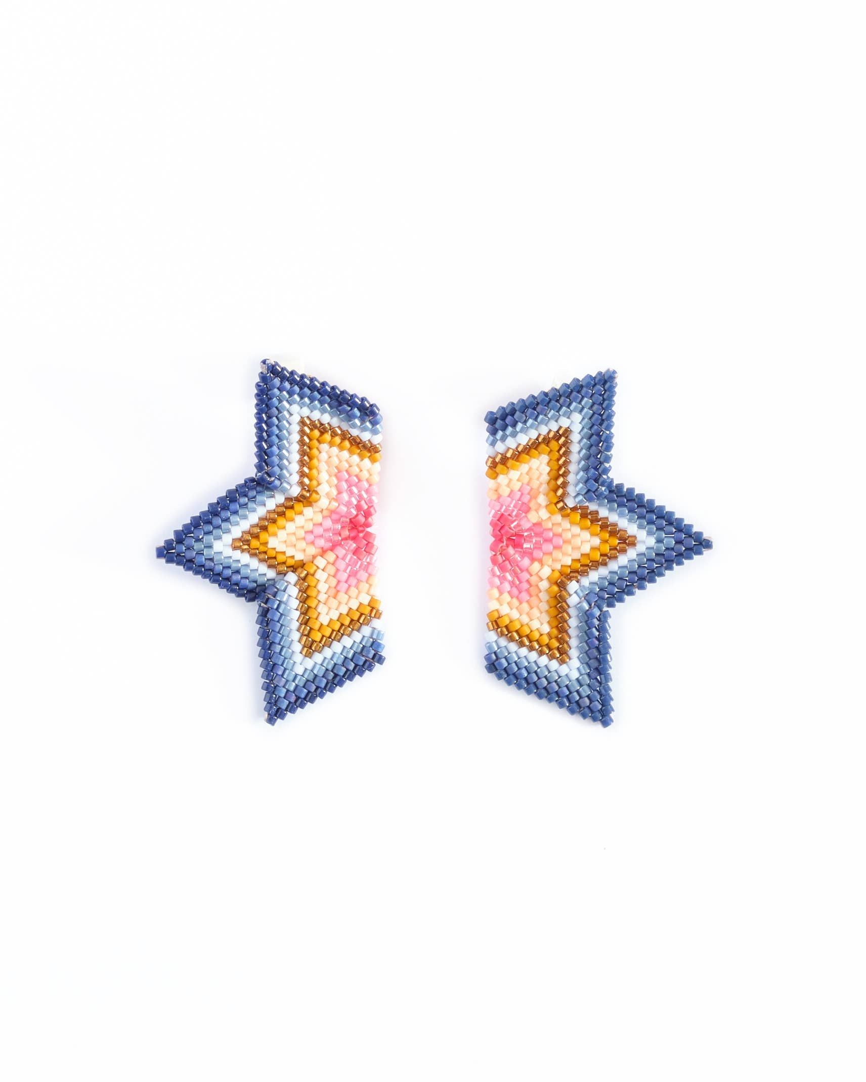 Half Star Earrings (Blue/Pink)