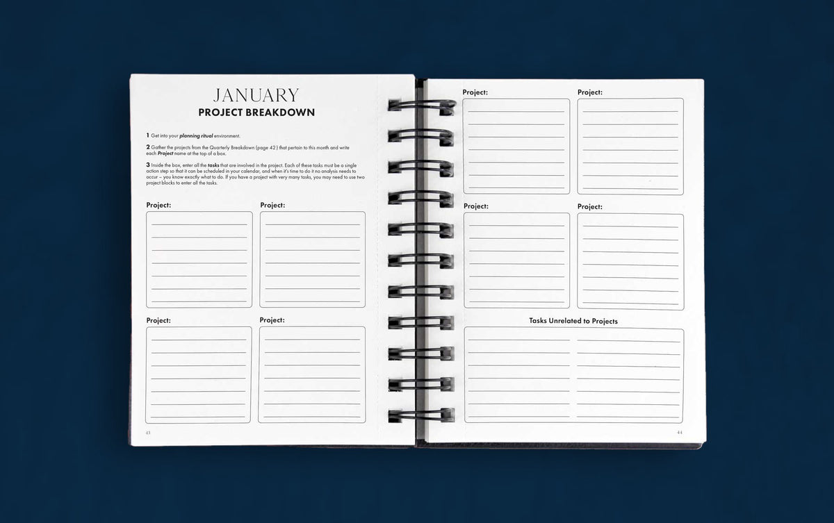 The project breakdown pages in the Dreambook