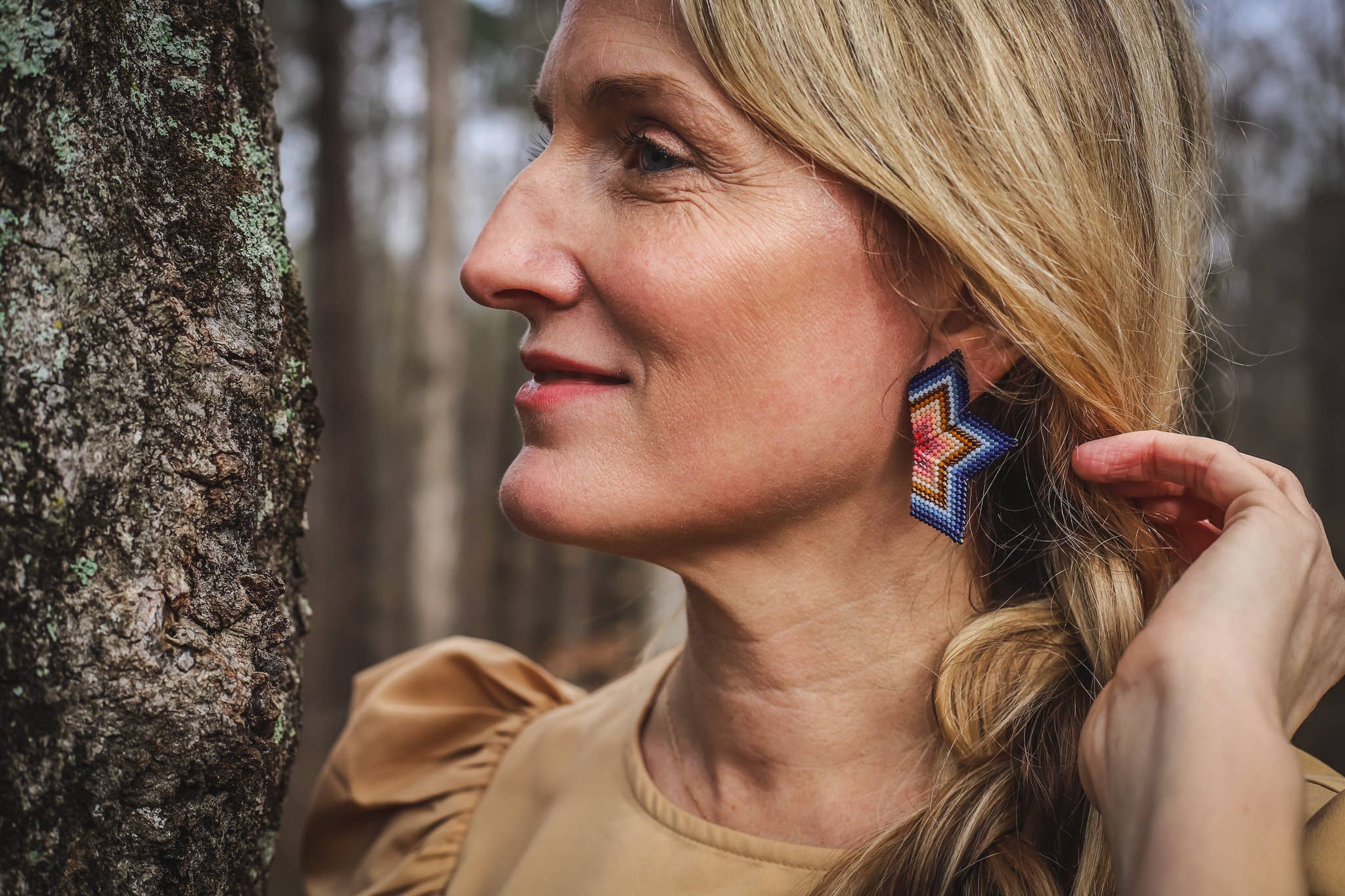 Half Star Earrings (Blue/Pink)