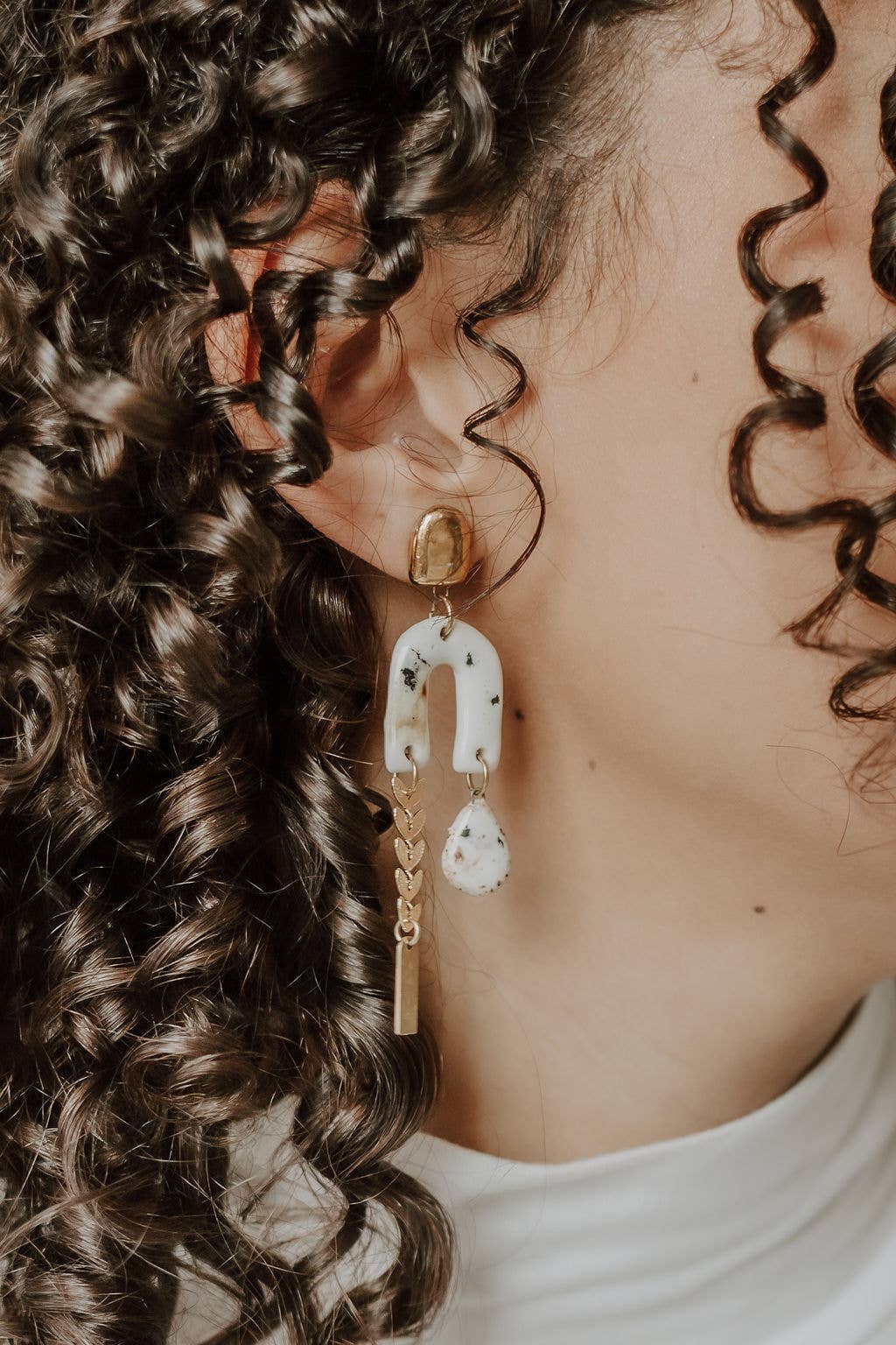 Gold Cheetah & Leaf Chain Earrings