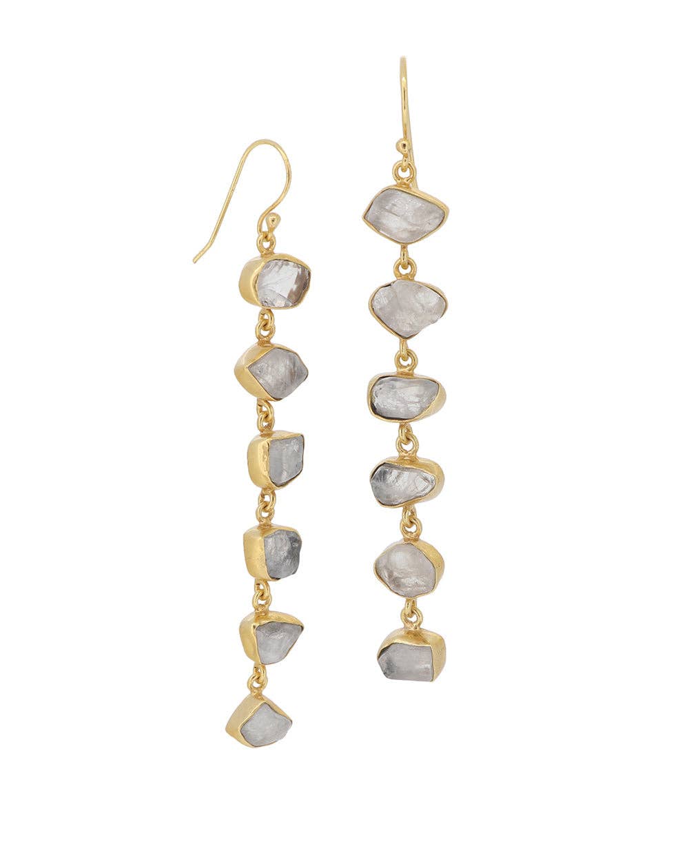 Mystical Raw Moonstone Dangle Earrings