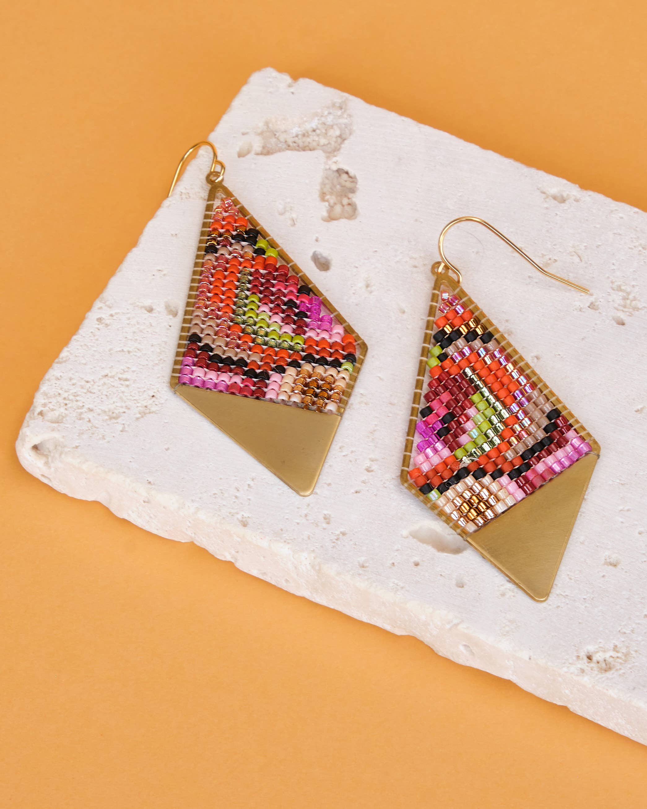 Kaleidoscope Kite Earrings (Pink/Orange)