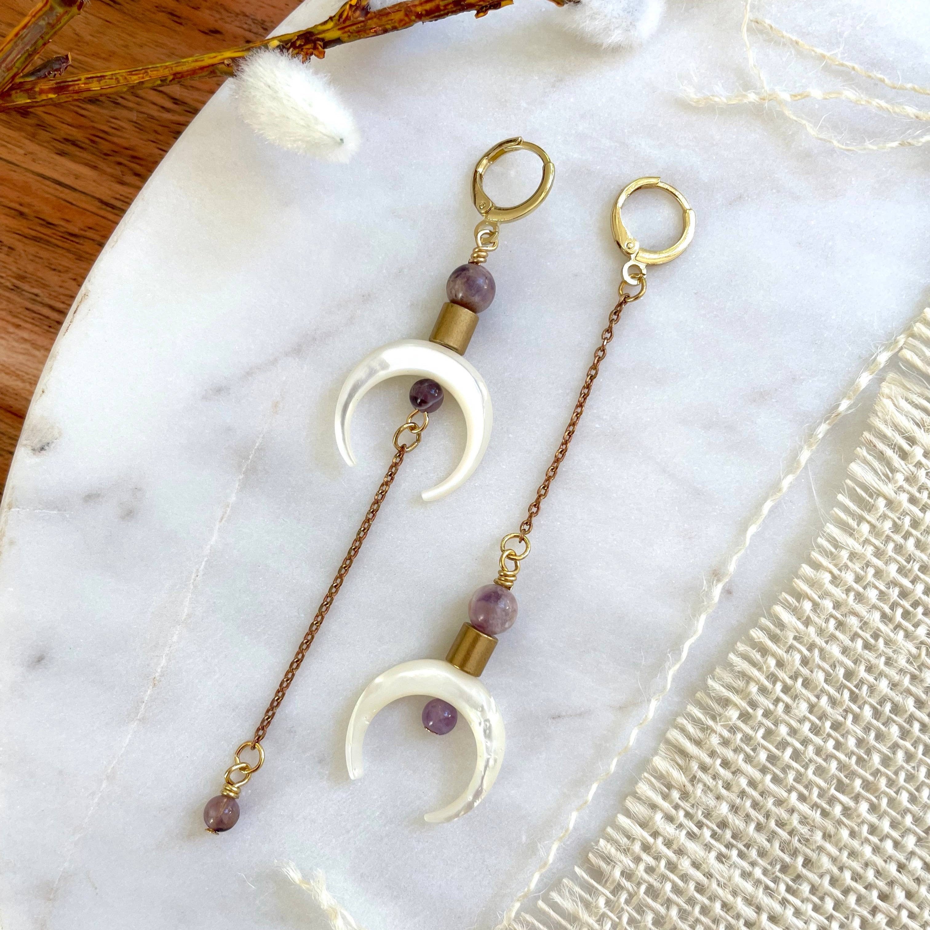 The Melisandra Earring - Long Mismatched Double Horn Earring