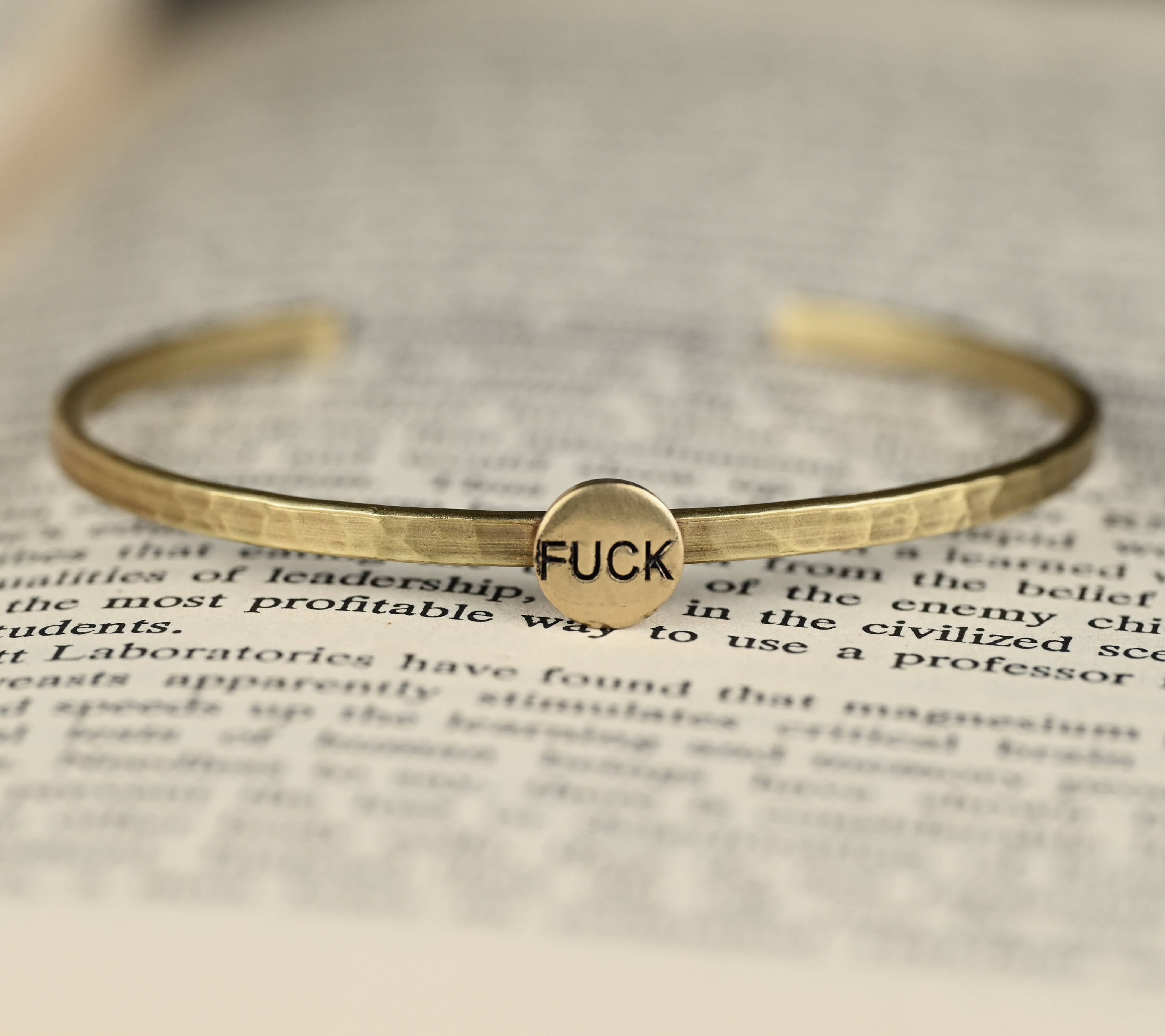 Thin Brass Cuff w/ Stamped Brass F*ck