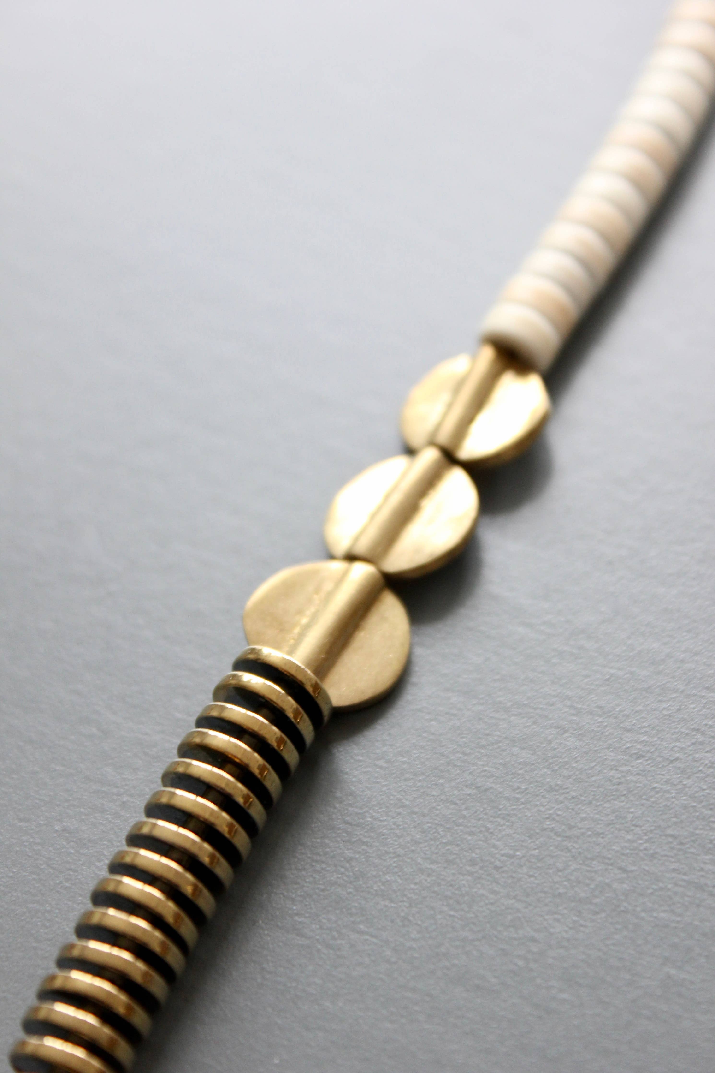 Gold Mematite and White Disc Necklace