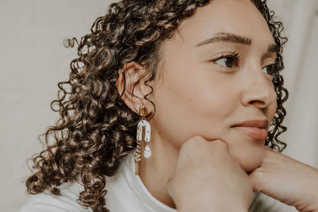 Gold Cheetah & Leaf Chain Earrings