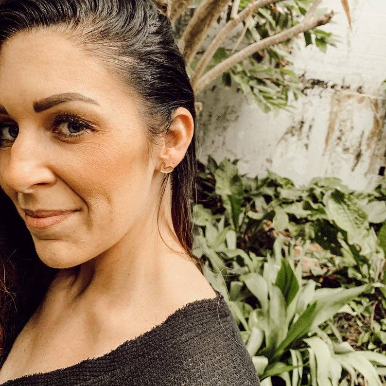 Open Heart Brass Stud Earrings