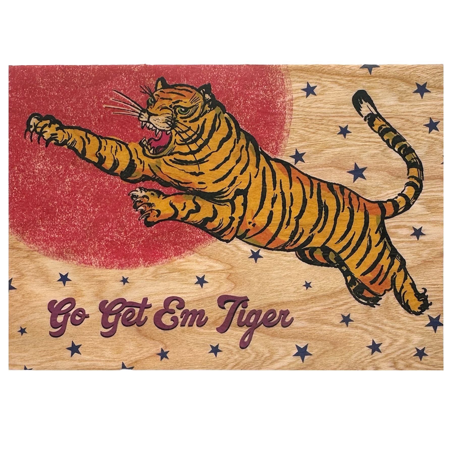 Go Get ‘Em, Tiger – Cherry Wood Greeting Card