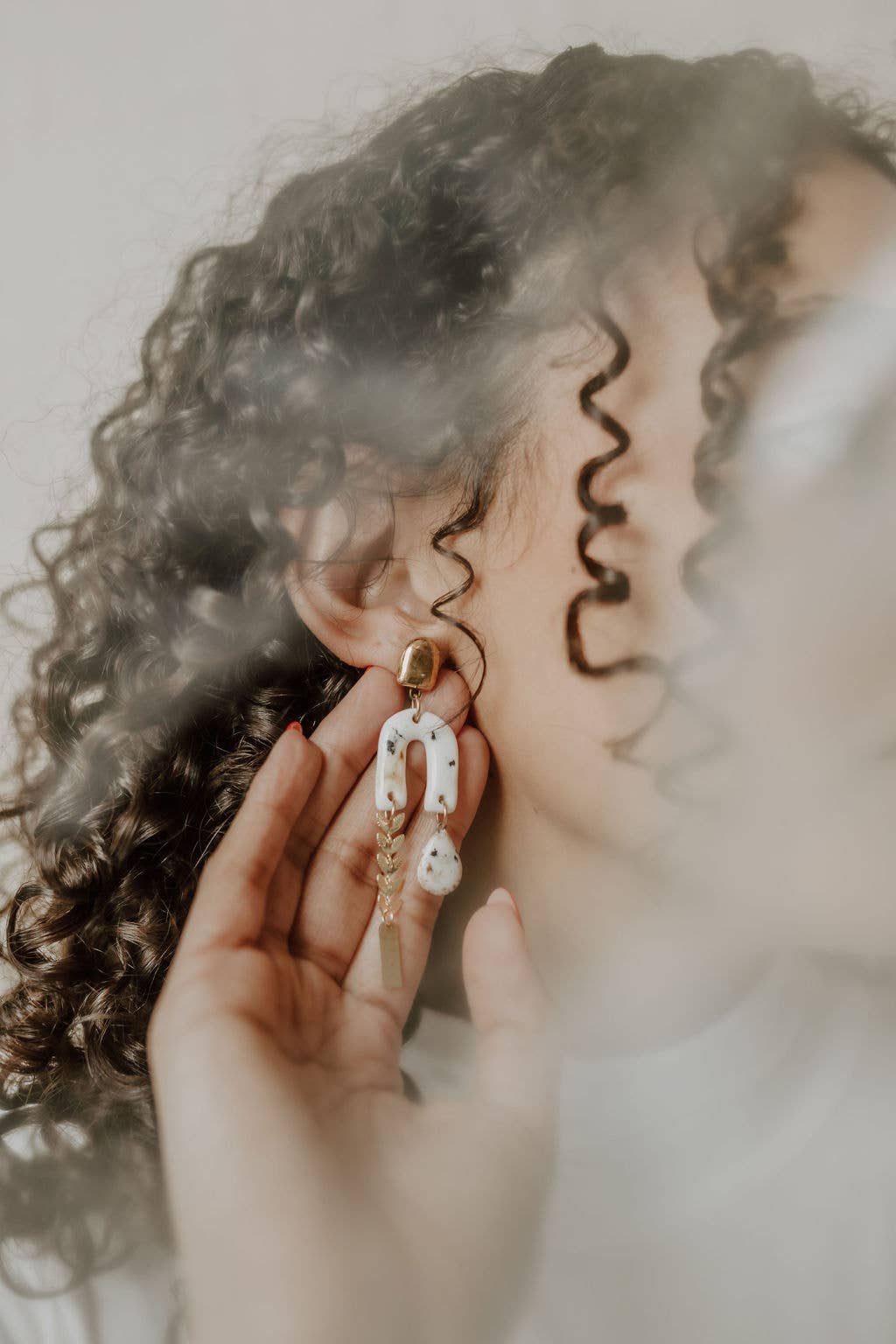 Gold Cheetah & Leaf Chain Earrings