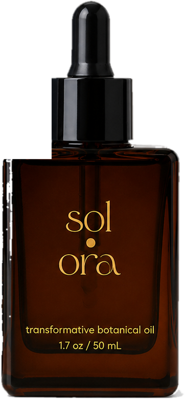 Sol Ora in amber glass with a black dropper